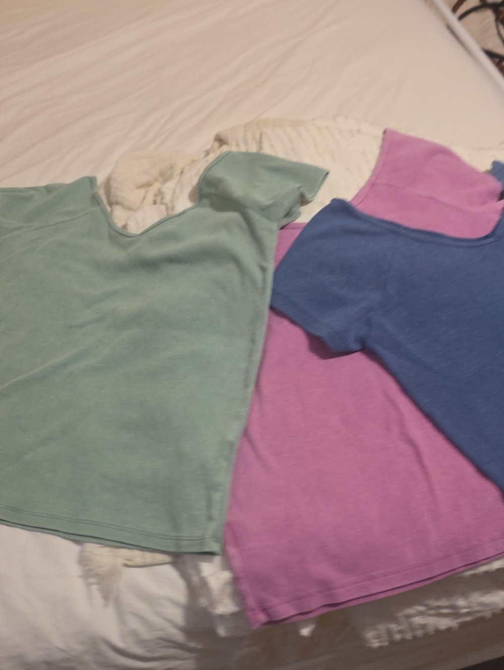 American Eagle Ribbed Scoop Neck Tops in Navy and Coral
